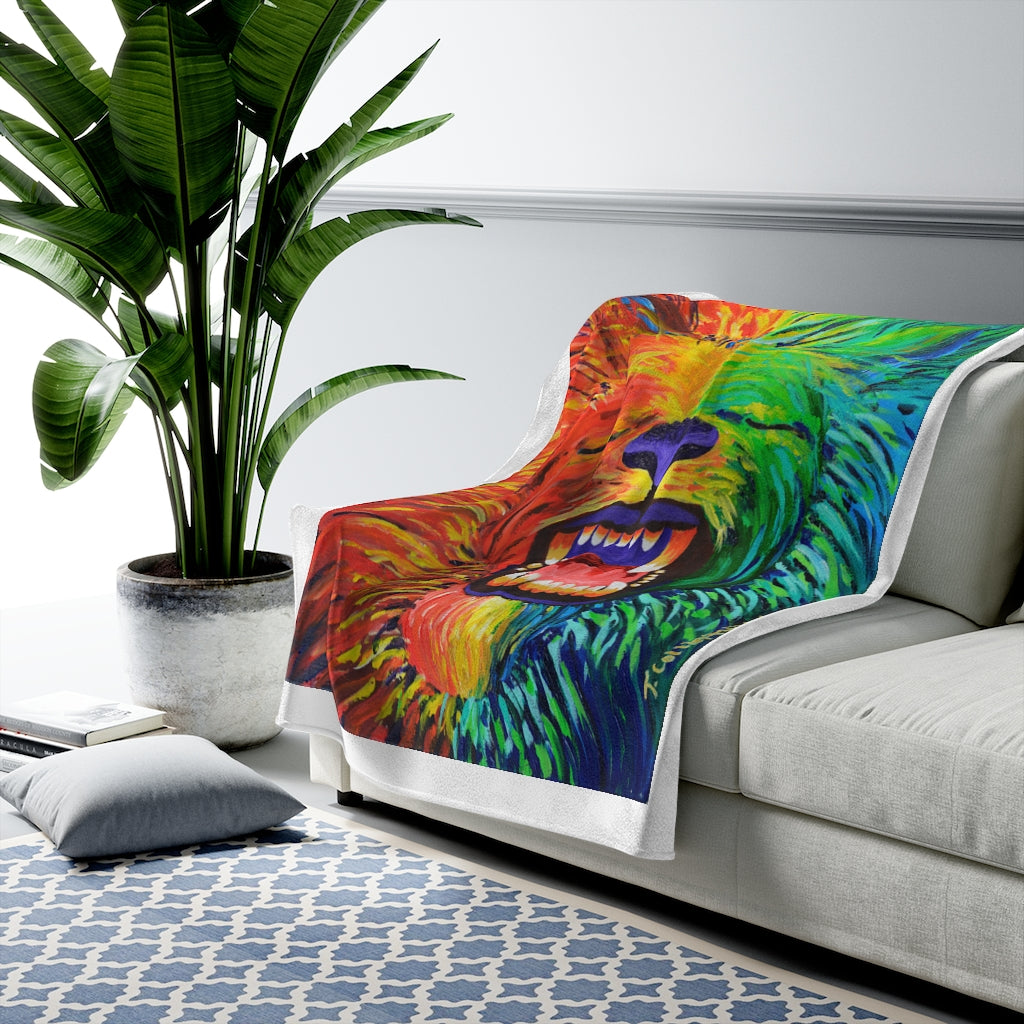 The Chakra Lion Velveteen Plush Blanket