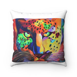 The Soulful Cheetah Goddess Polyester Square Pillow-White