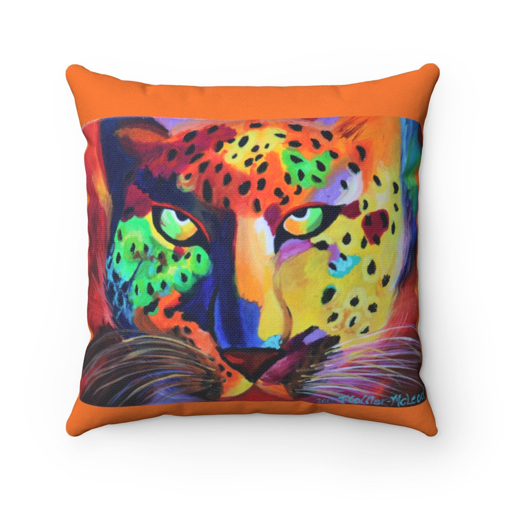 The Soulful Cheetah Goddess Polyester Square Pillow-Orange