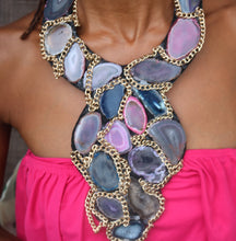 Load image into Gallery viewer, Agate Slice Chain Bib &quot;Neckcrown&quot; Necklace Set
