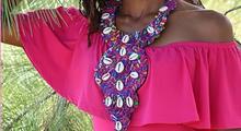 Pink Passion African Kente "Neckcrown"  Necklace Set