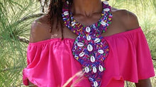 Load image into Gallery viewer, Pink Passion African Kente &quot;Neckcrown&quot;  Necklace Set
